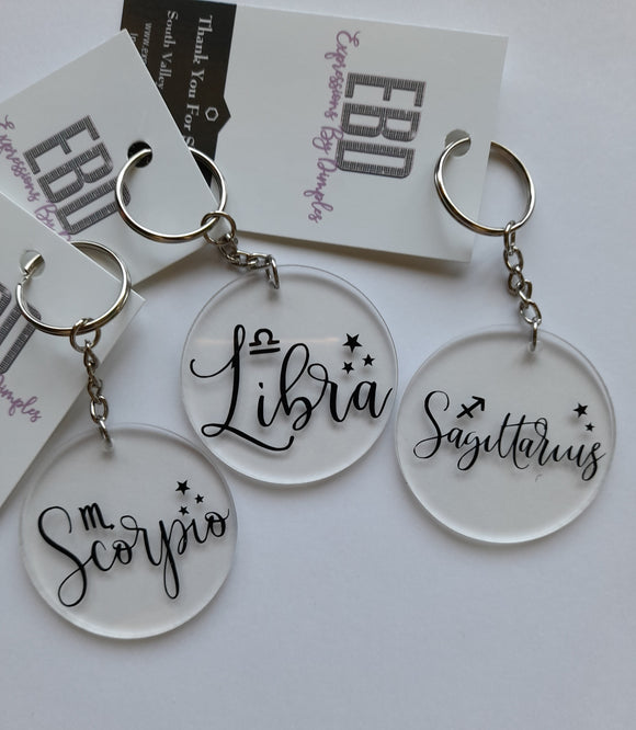 Zodiac  Letter Keychain 2 inch disc